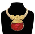 Resin Hammered Metal Statement Necklace