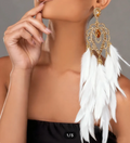 Wings of Triumph Statement Feather Earrings