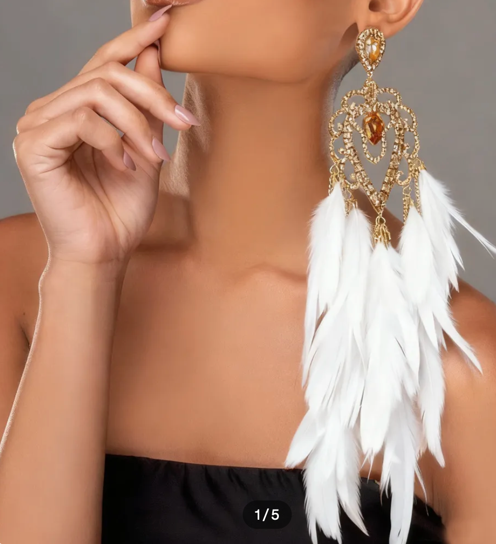 Wings of Triumph Statement Feather Earrings